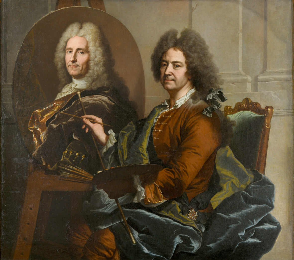 Autoportrait de l'artiste en train de peindre le portrait de François Ier Castanier (1674-1759)_1